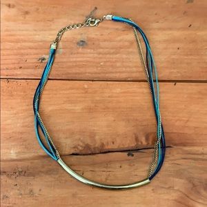 Blue string and bold statement necklace